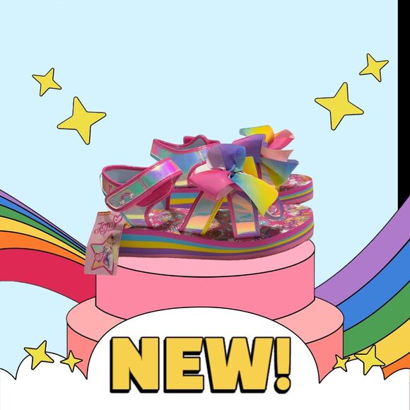 NEW Nickelodeon Jojo Siwa Girls Size 6 Rainbow Unicorn Big Bow Sandals - Picture 1 of 10